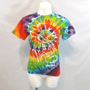 NEW Disney Mickey Mouse Tie Dye Tee Retro Pop Color Graphic Top Small